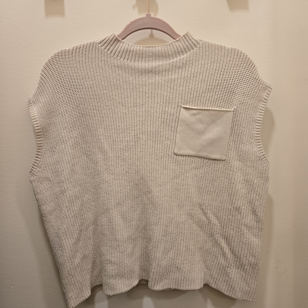 Cream Sleeveless Knit Top